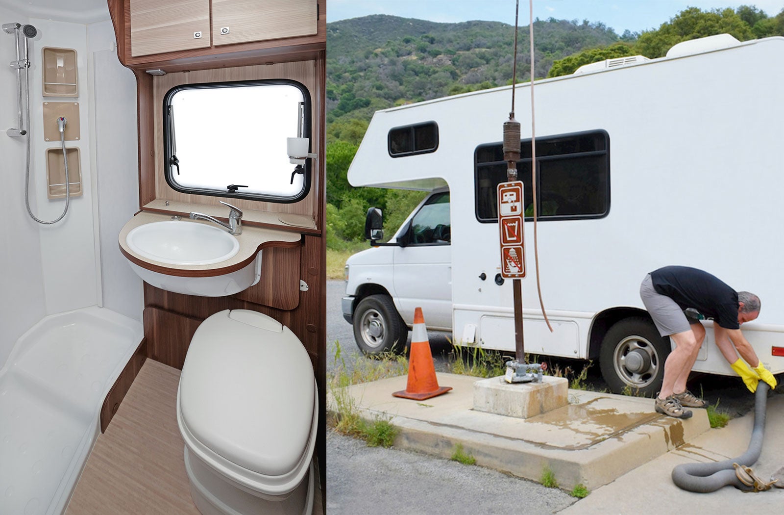 Portable RV/camper toilet and holding tank setup in Greenville, South Carolina